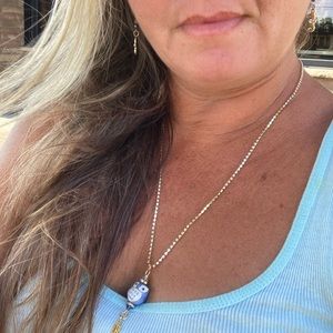 Handmade Rhinestone Periwinkle Blue Owl Necklace